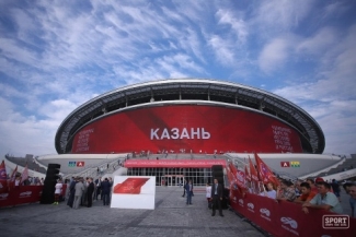 На медиафасаде «Казань Арены» транслируют видеоролики о Болгаре и Свияжске