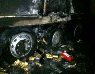 На трассе М7 в Татарстане горела фура с пивом